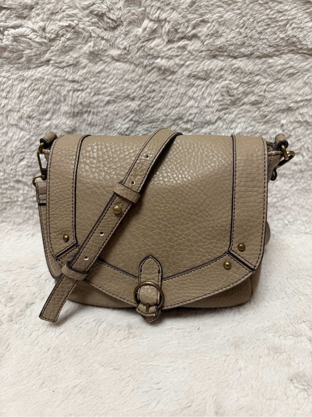 a.n.a Taupe Pebbled Leather Crossbody Bag
